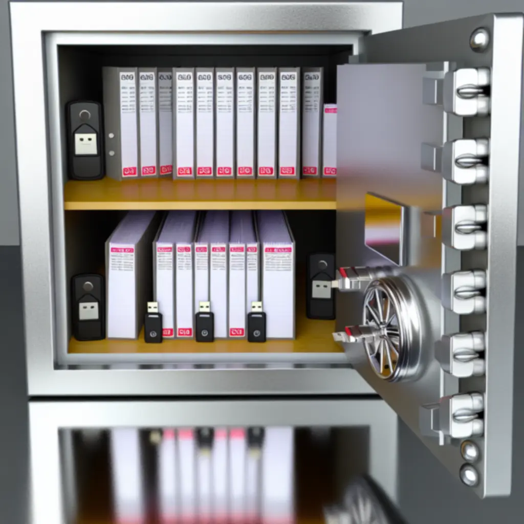 Zbliżenie na szyfrujący komputer w stylu retro